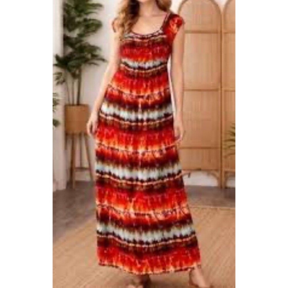 AGB Dress Multi-Colored Tie Dye Knit Maxi Dress-10